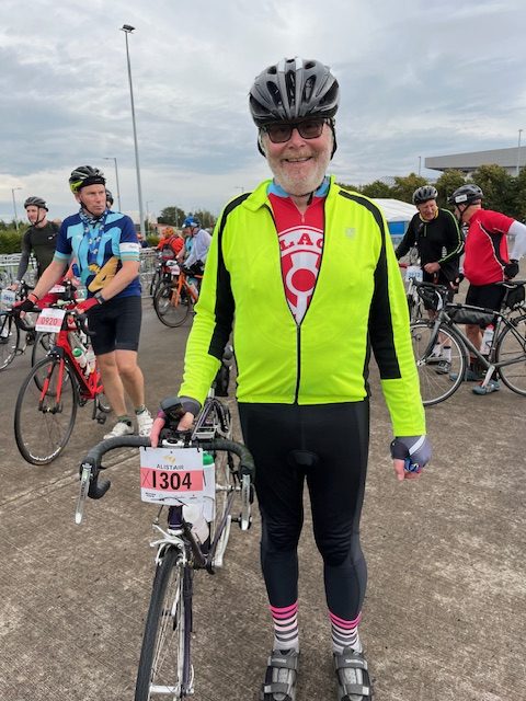 Old man with bike after Tour de 4